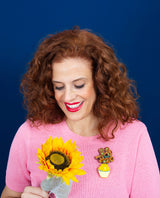 Van Gogh’s Sunflowers and Irises Vase Brooch -Interactive-