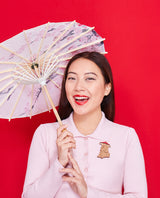 A Little Chow Chow Parasol Stroll Brooch