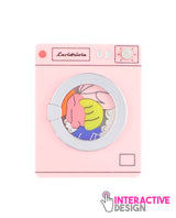 Spining washing machine brooch - interactive-