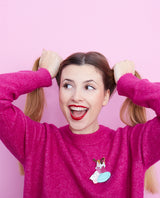 Cheeky Basset Hound Jumping on the Bed Brooch