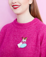 Cheeky Basset Hound Jumping on the Bed Brooch