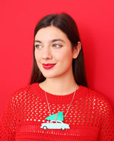 Christmas Tree On My 50s Car Necklace