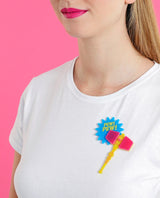 Clown’s-plastic-hammer-brooch-la-vidriola-plastic-jewellery-circus-where-the-magic-happens-product
