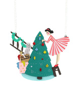 Decorating-the-Christmastree-retro-style-scene-necklace-Christmas-2020-la-vidriola-detail