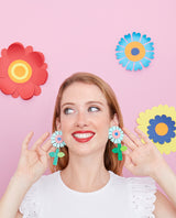 Fancy Folk Flower Paper Cut Out Earrings