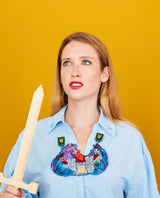 Fantasy Castle Dragon Attack statement Necklace