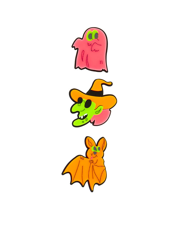 Funky Neon Halloween 3 Brooch Pack