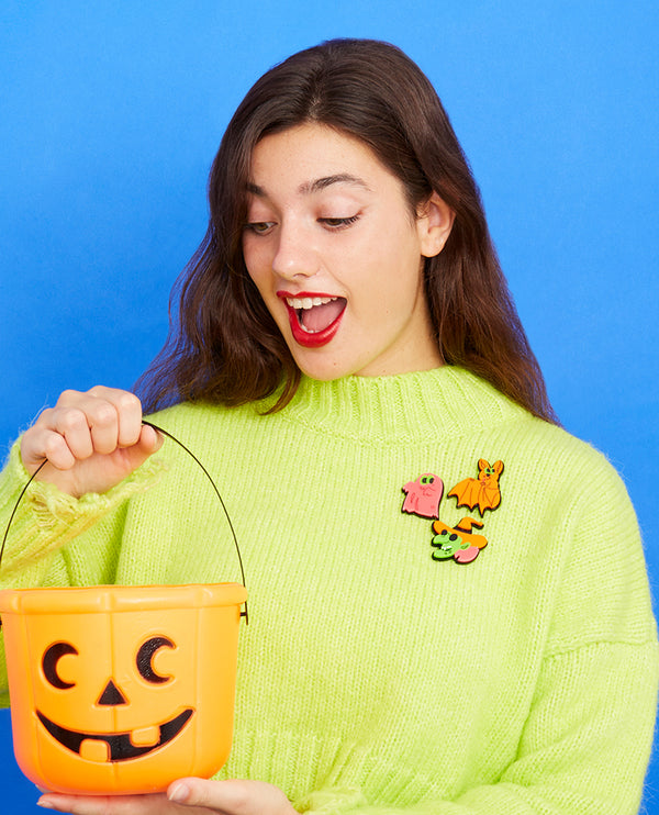 Funky Neon Halloween 3 Brooch Pack