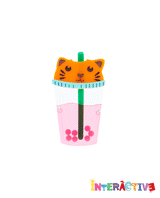 Kawaii Boba Tea Animals Brooch -interactive-
