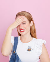 Kitty at the Clay Workshop Brooch