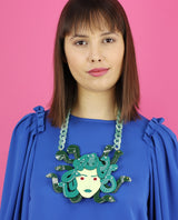 Medusa statement green necklace