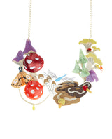Mystical Mushroom and Insect Morning Dew Statement Necklace