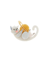 Playful Kitty with Saturn Brooch
