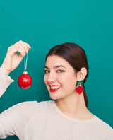 Retro Jolly Christmas Ornament Earrings