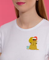 Sandy-snowman--yellow-brooch-la-vidriola-plastic-jewellery-christmas-2018-detail