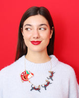 Santa and his Cat Reindeers Necklace