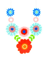 Scandinavian Folk Flower Paper Fun Statement Necklace