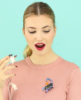 Scorpio-zodiac-sign-brooch-la-vidriola-plastic-jewellery-cosmica-product