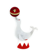 Seal-bouncing-a-ball-brooch-la-vidriola-plastic-jewellery-circus-where-the-magic-happens-detail