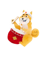 Shiba and their Taiko Drum Brooch