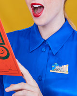 Sleepy Bookshelf Cat Brooch