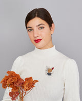 Topiary Trimming Cat Upside Down Edition Brooch