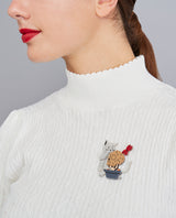 Topiary Trimming Cat Upside Down Edition Brooch