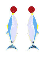 Tuna-fish-earrings-la-vidriola-plastic-jewellery-wild-under-the-sea-detail