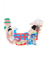 Ukiyo-e Japanese Print Inspired Statement Necklace