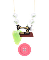 Vintage Sewing Machine Necklace and Button Brooch