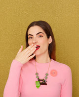 Vintage Sewing Machine Necklace and Button Brooch