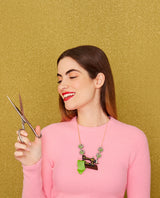 Vintage Sewing Machine Necklace and Button Brooch