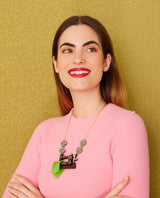 Vintage Sewing Machine Necklace and Button Brooch