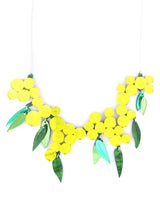 golden-wattle-necklace-la-vidriola-plastic-jewellery-take-away-detail