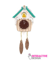 green-Cuckoo-Christmas-Clock-brooch--interactive--Christmas-2020-la-vidriola-detail