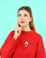 green-Cuckoo-Christmas-Clock-brooch--interactive--Christmas-2020-la-vidriola-product