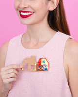 3 Piggies in the Brick House Brooch -Interactive-