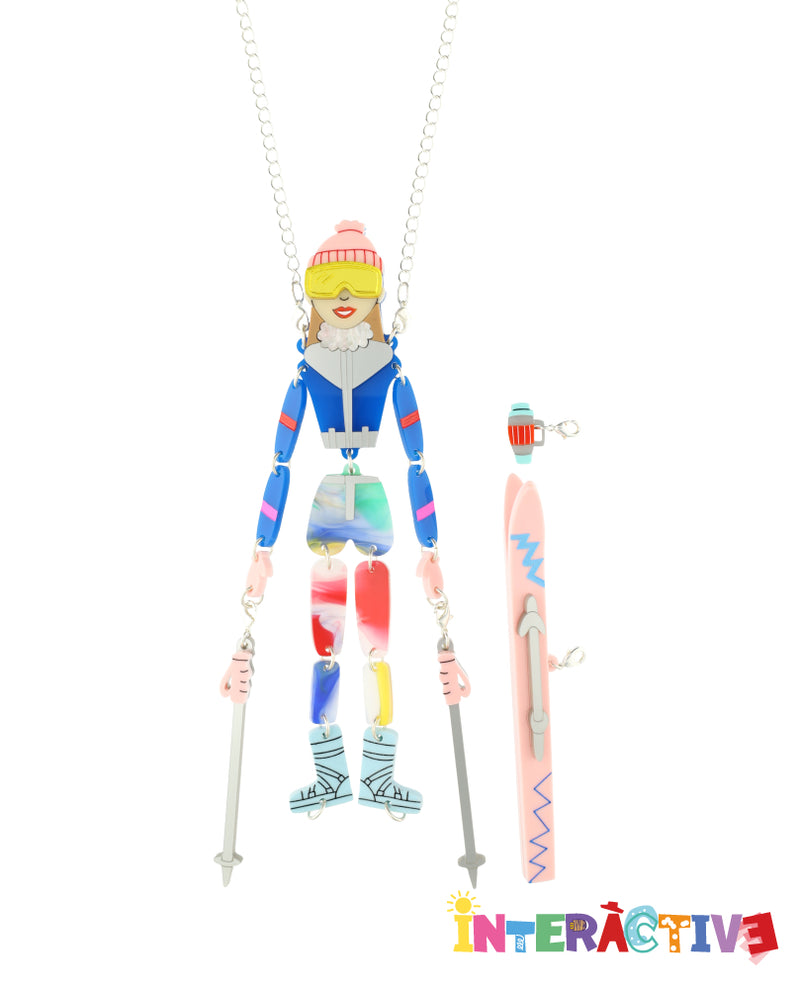 Alpine Skier Mannequin Necklace -Interactive-