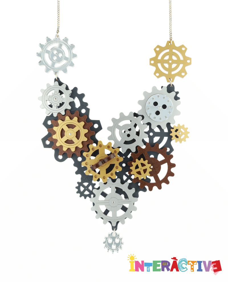 Cogs Interactive Antique Cogs Statement Necklace -Interactive- – La Vidriola