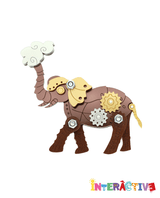 Automaton Metal and Cogs Elephant Brooch -Interactive-