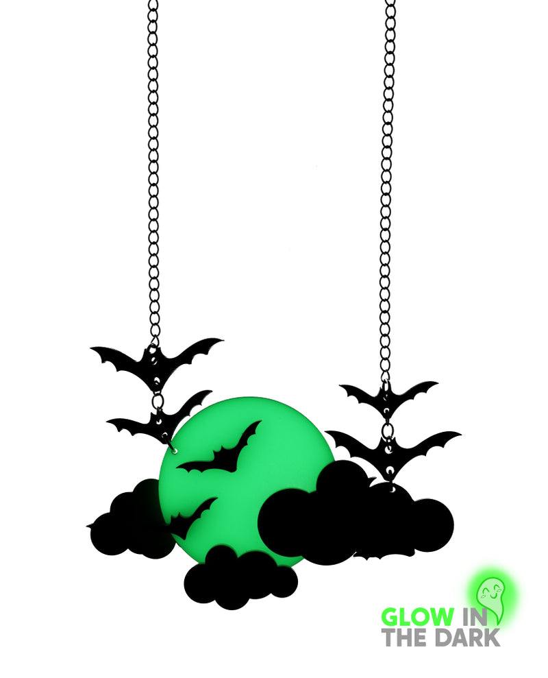 Bats Flying in the Night Necklace -Glow in the Dark-