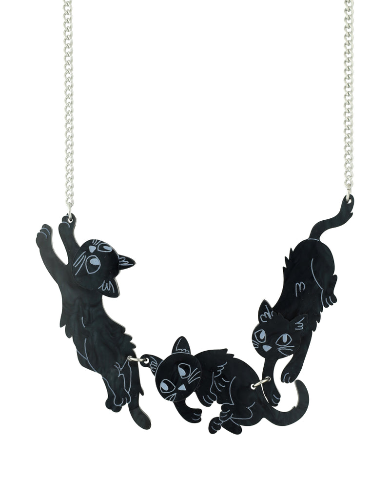 Black Cat Trio Necklace