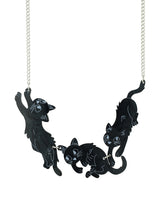 Black Cat Trio Necklace