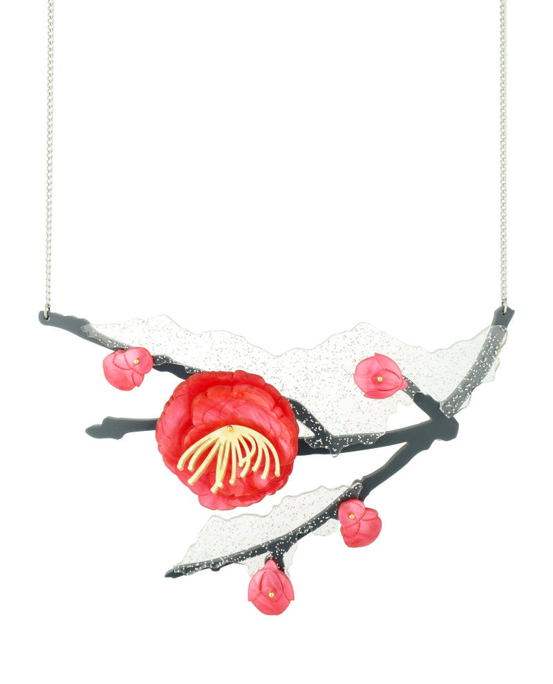 Blooming Snowed Camelias Necklace
