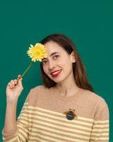 Blue Banded Bee Brooch