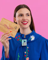 Bon Dia! From Barcelona Stamp Brooch