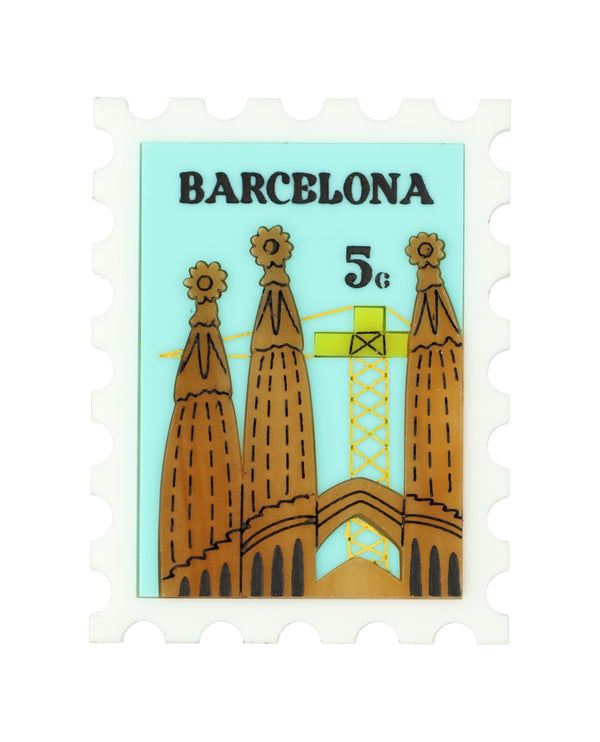 Bon Dia From La Sagrada Familia Stamp Brooch