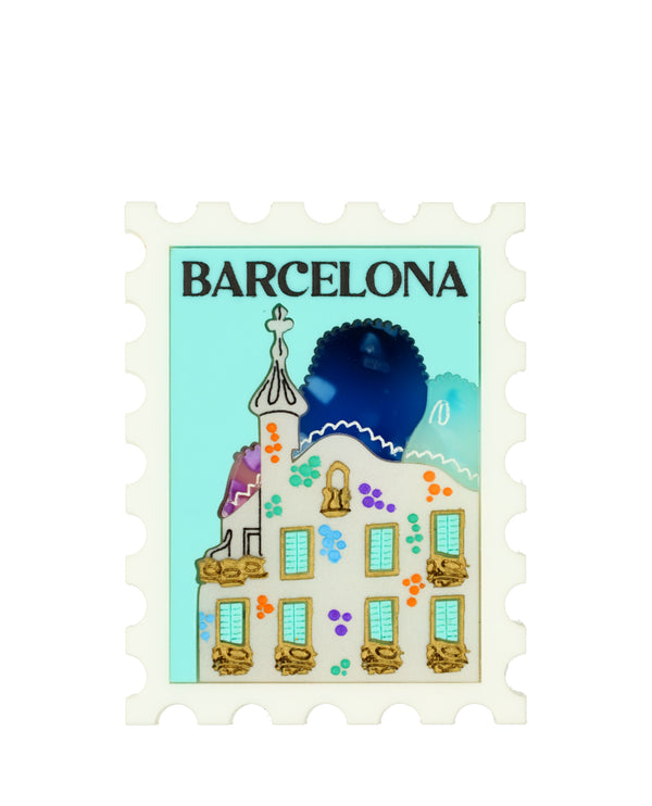 Bon Dia! From Barcelona Stamp Brooch