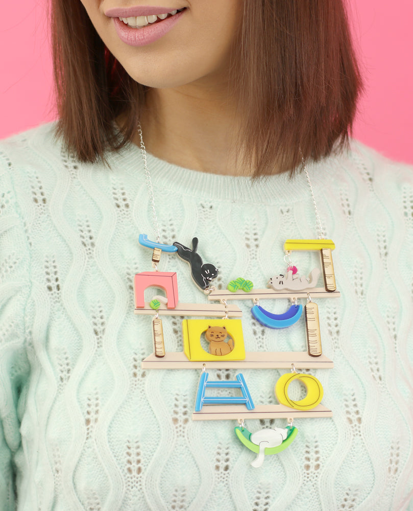 Bright Cat tree statement necklace