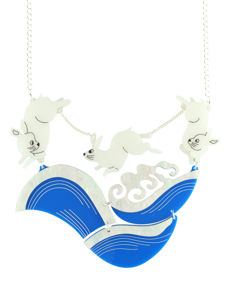 Bunnies Hopping with the Waves Necklace